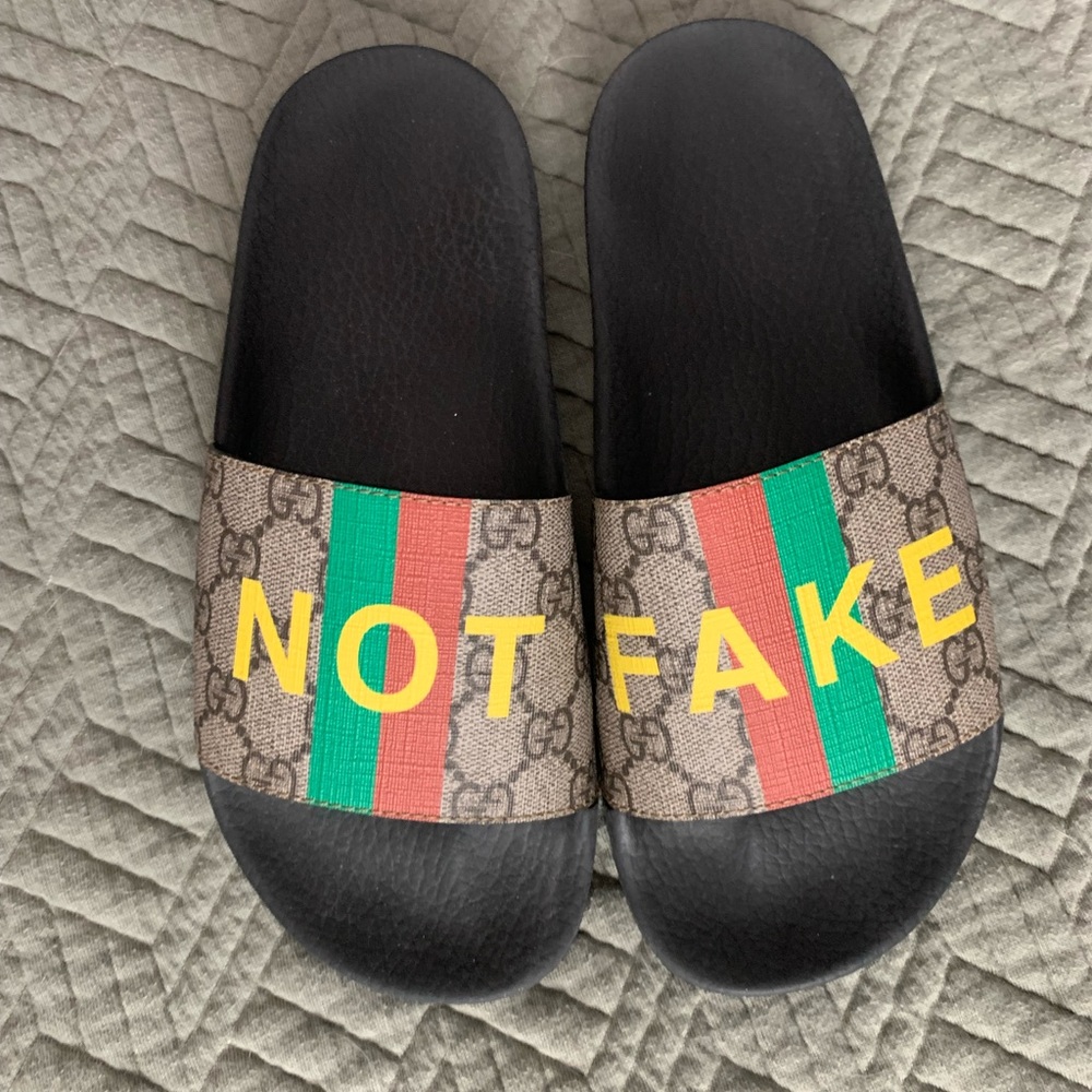 NOT FAKE Gucci women’s slides.